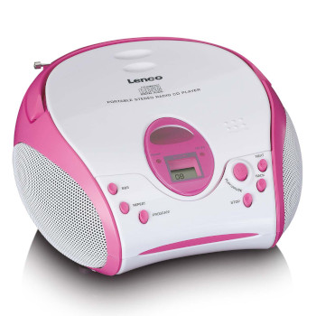 SCD-24PK KIDS Boombox met cd-speler fm-radio en stickers roze Product foto